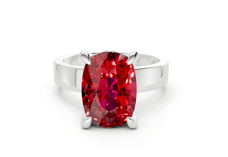 Echo Ruby Gemstone Solitaire Elongated Cushion Cut 4mm Engagement Ring - Ring Premier