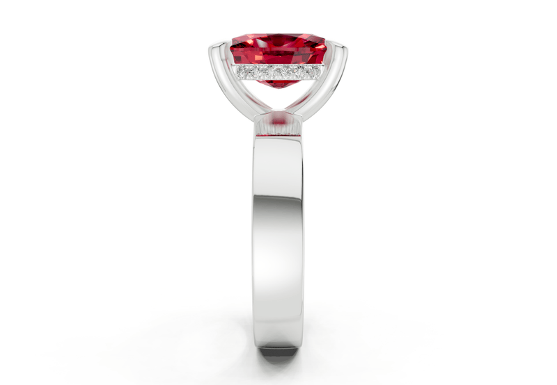 Echo Ruby Gemstone Solitaire Elongated Cushion Cut 4mm Engagement Ring - Ring Premier