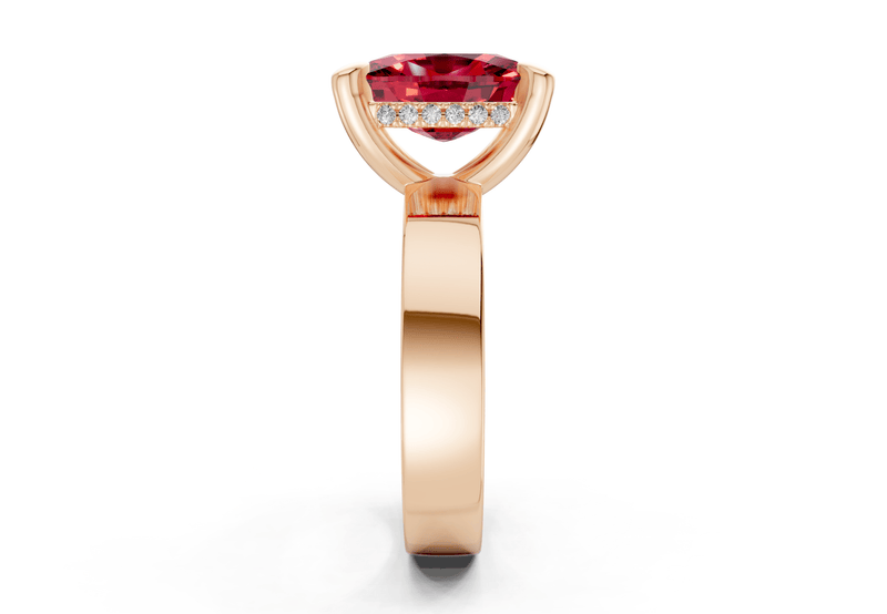 Echo Ruby Gemstone Solitaire Elongated Cushion Cut 4mm Engagement Ring - Ring Premier