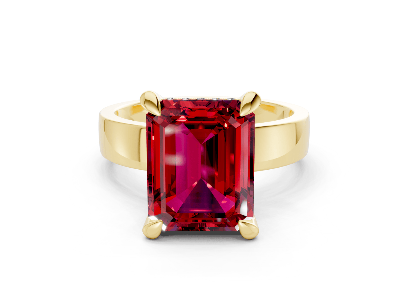 Echo Ruby Gemstone Solitaire Emerald Cut 4mm Engagement Ring - Ring Premier