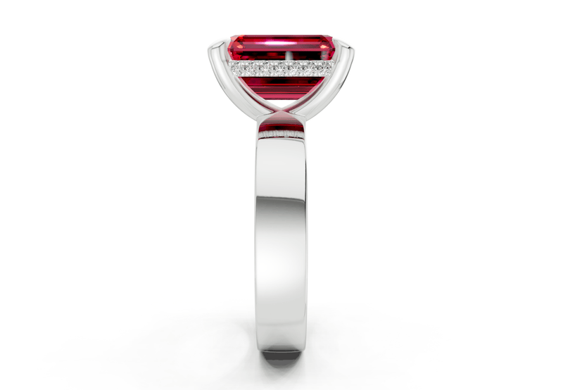 Echo Ruby Gemstone Solitaire Emerald Cut 4mm Engagement Ring - Ring Premier