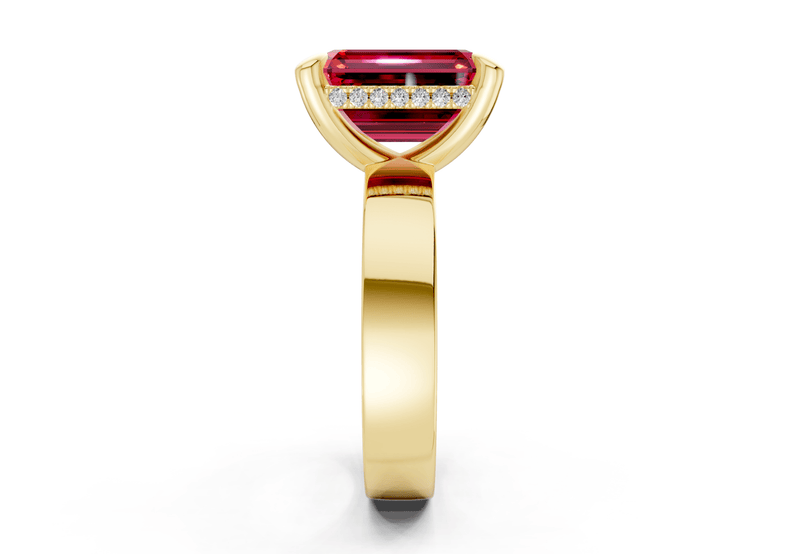 Echo Ruby Gemstone Solitaire Emerald Cut 4mm Engagement Ring - Ring Premier