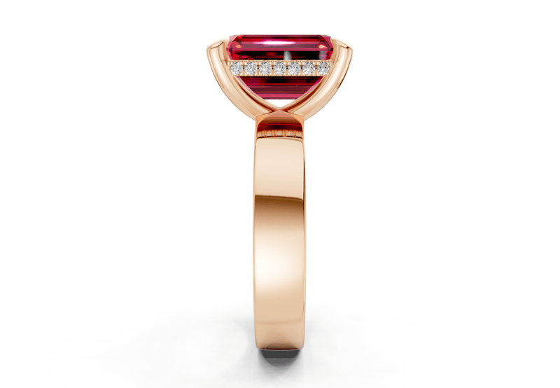 Echo Ruby Gemstone Solitaire Emerald Cut 4mm Engagement Ring - Ring Premier