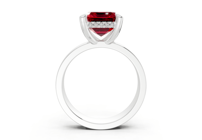 Echo Ruby Gemstone Solitaire Emerald Cut 4mm Engagement Ring - Ring Premier