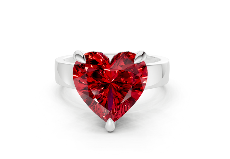 Echo Ruby Gemstone Solitaire Heart Cut 4mm Engagement Ring - Ring Premier