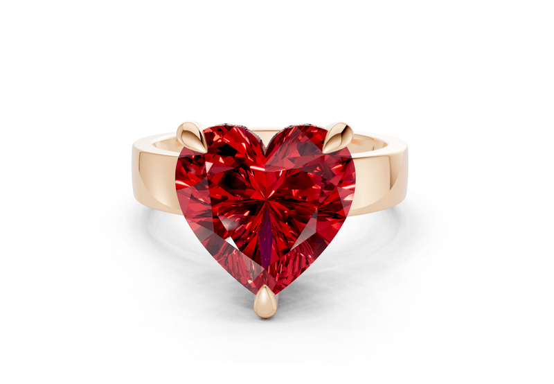Echo Ruby Gemstone Solitaire Heart Cut 4mm Engagement Ring - Ring Premier