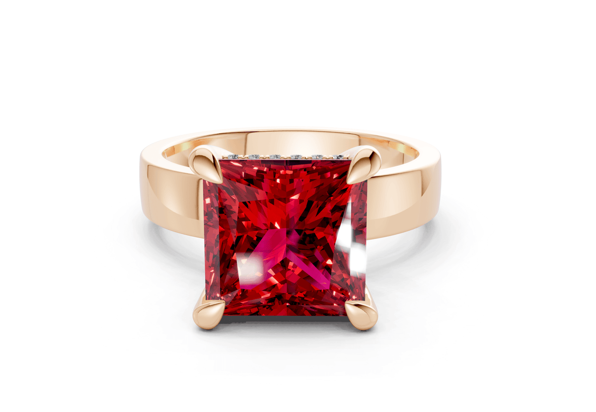 Echo Ruby Gemstone Solitaire Princess Cut 4mm Engagement Ring