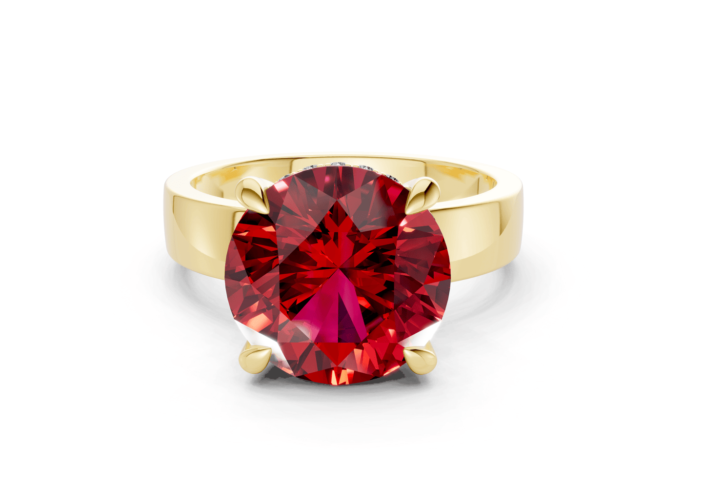 Echo Ruby Gemstone Solitaire Round Cut 4mm Engagement Ring - Ring Premier