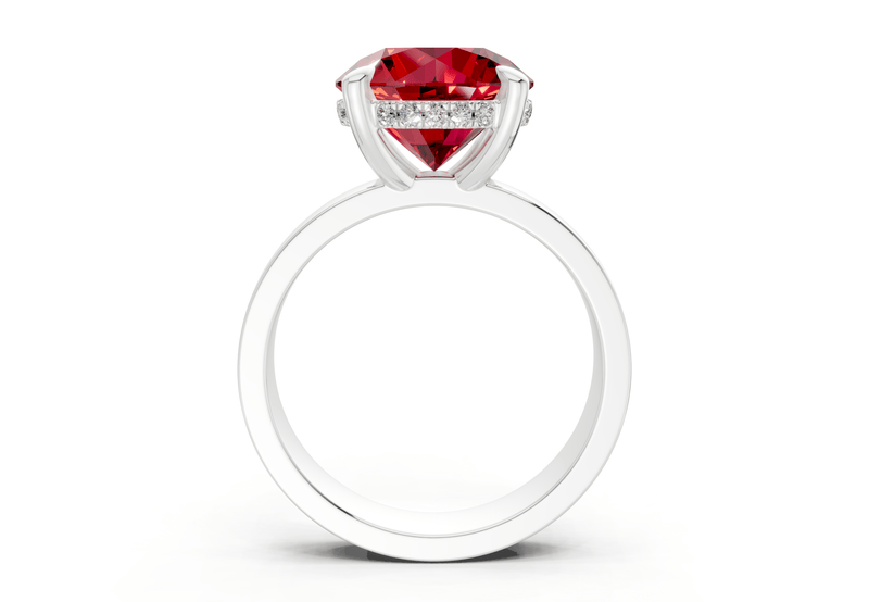 Echo Ruby Gemstone Solitaire Round Cut 4mm Engagement Ring - Ring Premier