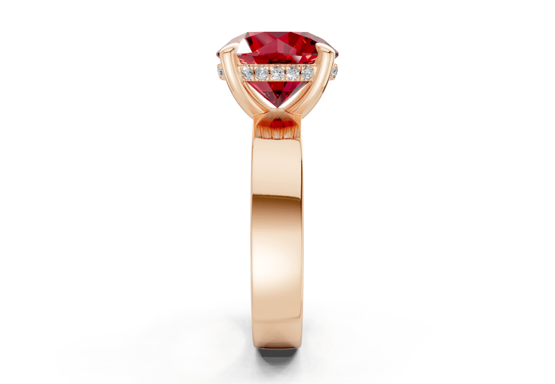 Echo Ruby Gemstone Solitaire Round Cut 4mm Engagement Ring - Ring Premier