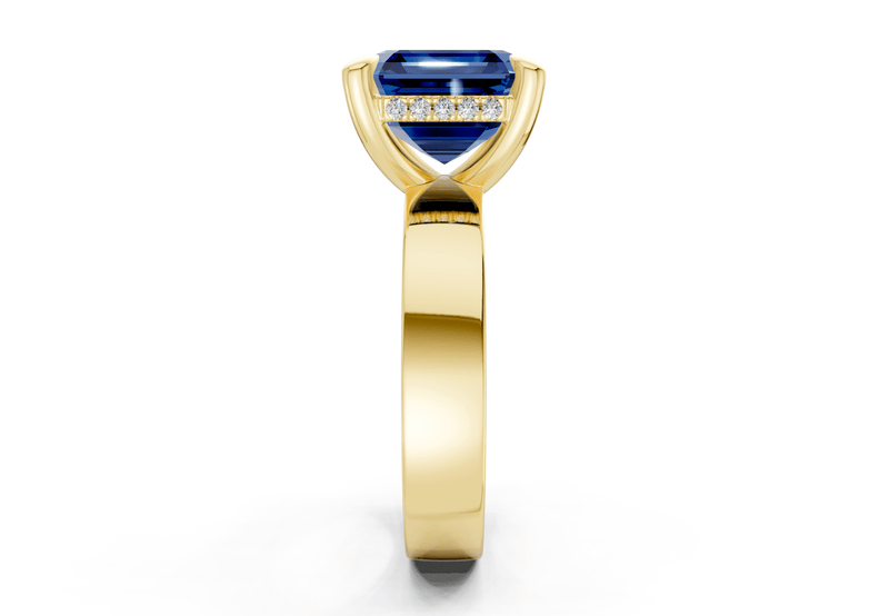 Echo Sapphire Gemstone Solitaire Asscher Cut 4mm Engagement Ring - Ring Premier