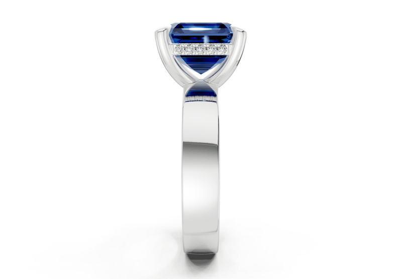 Echo Sapphire Gemstone Solitaire Asscher Cut 4mm Engagement Ring - Ring Premier