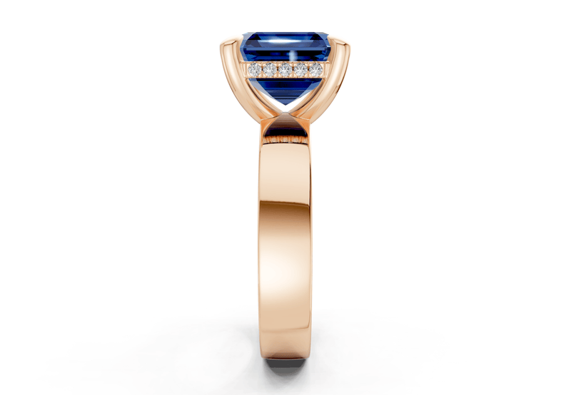 Echo Sapphire Gemstone Solitaire Asscher Cut 4mm Engagement Ring - Ring Premier
