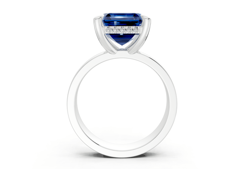 Echo Sapphire Gemstone Solitaire Asscher Cut 4mm Engagement Ring - Ring Premier