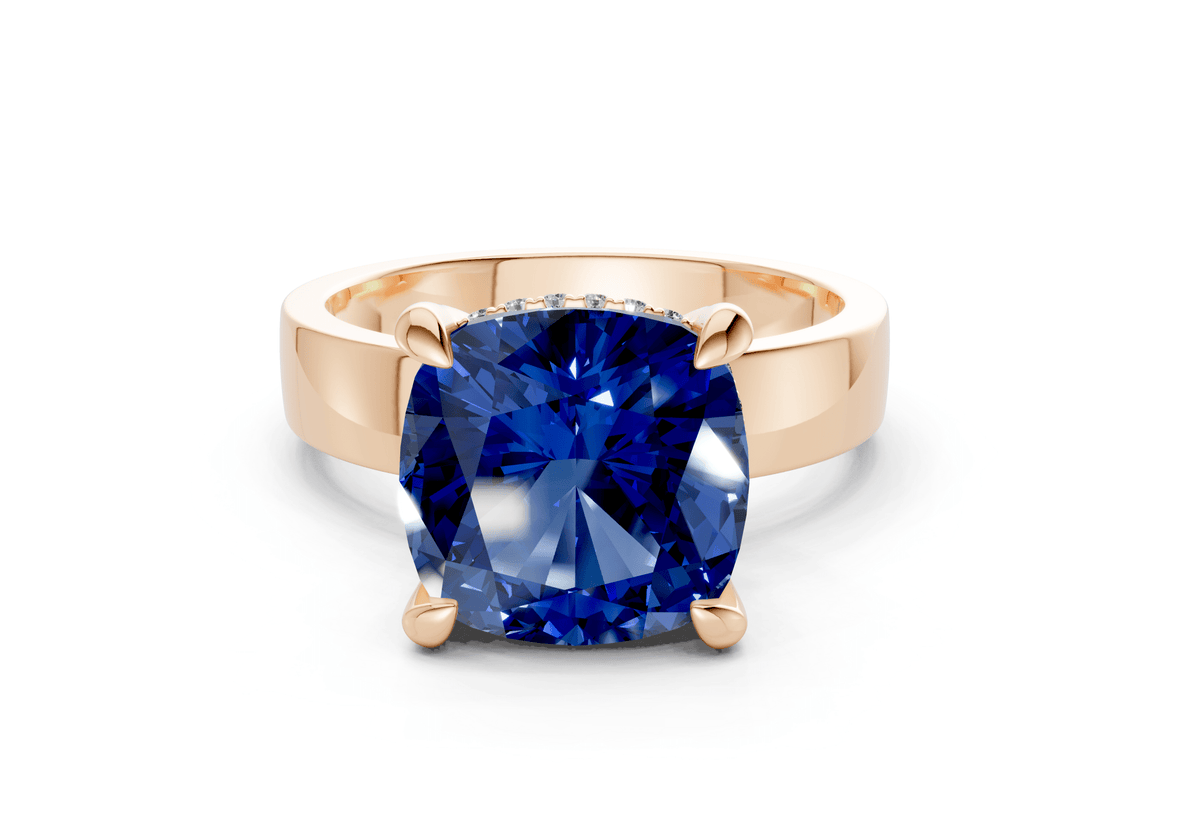 Echo Sapphire Gemstone Solitaire Cushion Squareuare Cut 4mm Engagement Ring