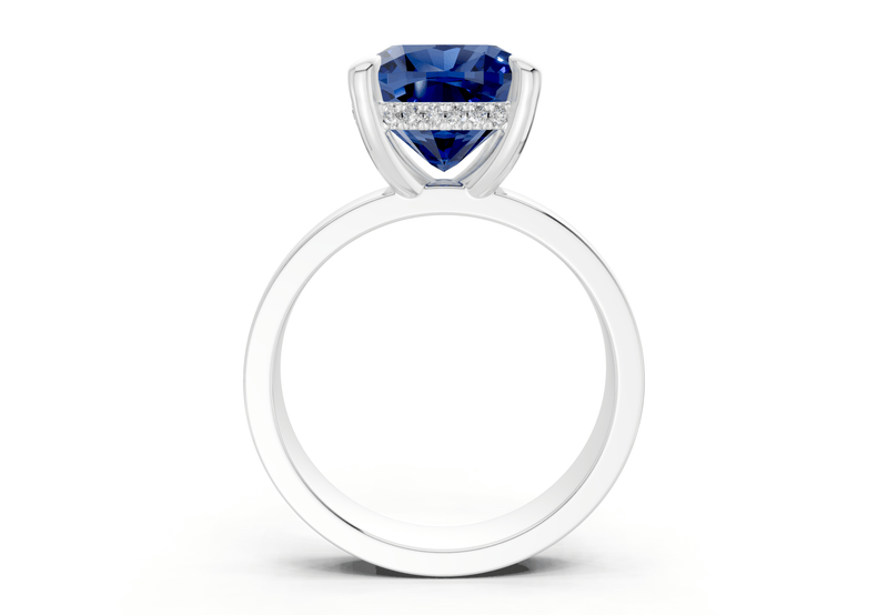 Echo Sapphire Gemstone Solitaire Cushion Squareuare Cut 4mm Engagement Ring - Ring Premier