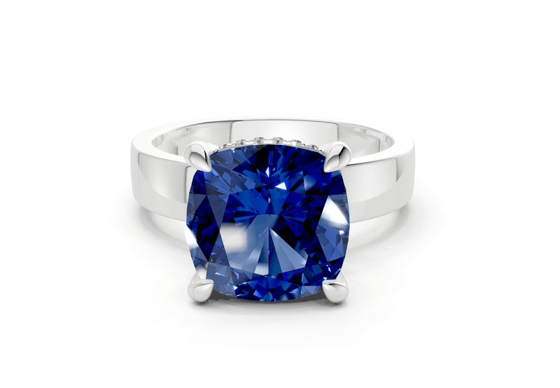 Echo Sapphire Gemstone Solitaire Cushion Squareuare Cut 4mm Engagement Ring - Ring Premier