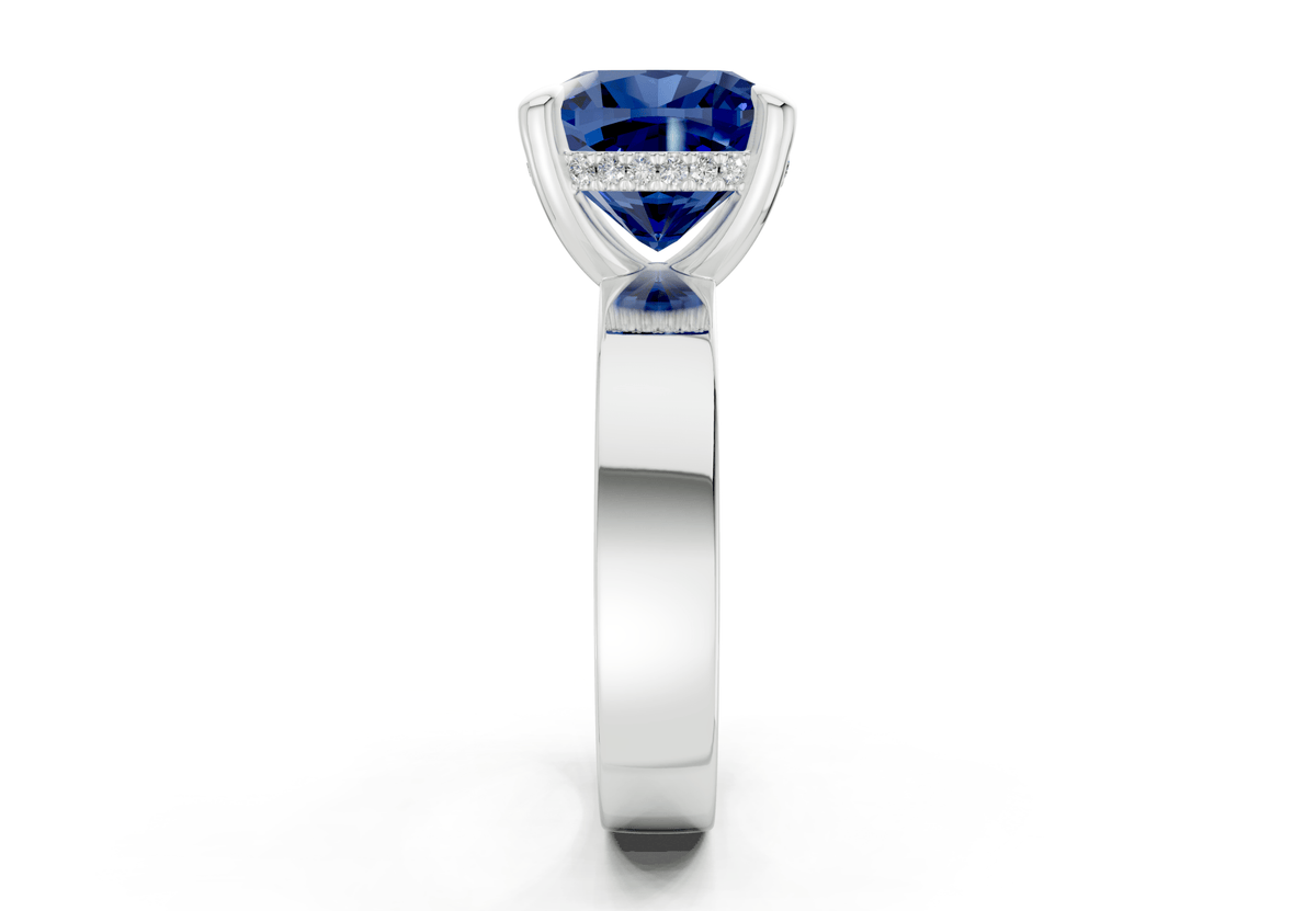 Echo Sapphire Gemstone Solitaire Cushion Squareuare Cut 4mm Engagement Ring
