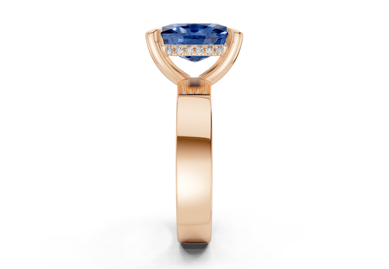 Echo Sapphire Gemstone Solitaire Elongated Cushion Cut 4mm Engagement Ring - Ring Premier