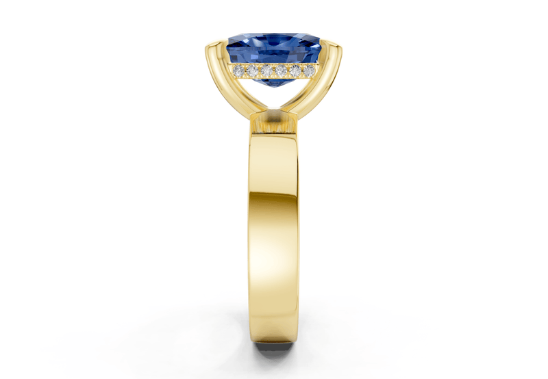 Echo Sapphire Gemstone Solitaire Elongated Cushion Cut 4mm Engagement Ring - Ring Premier