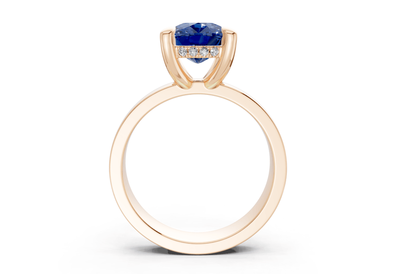 Echo Sapphire Gemstone Solitaire Elongated Cushion Cut 4mm Engagement Ring - Ring Premier