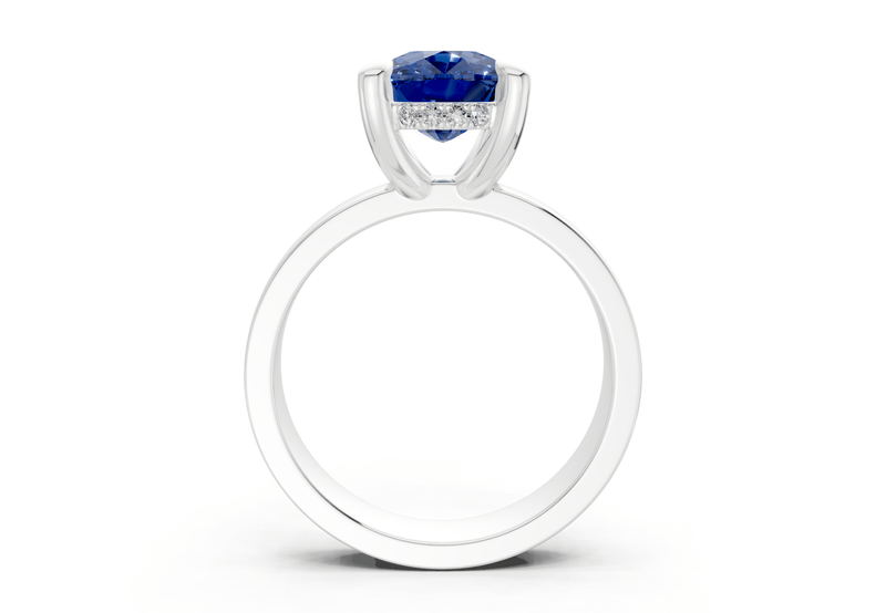 Echo Sapphire Gemstone Solitaire Elongated Cushion Cut 4mm Engagement Ring - Ring Premier