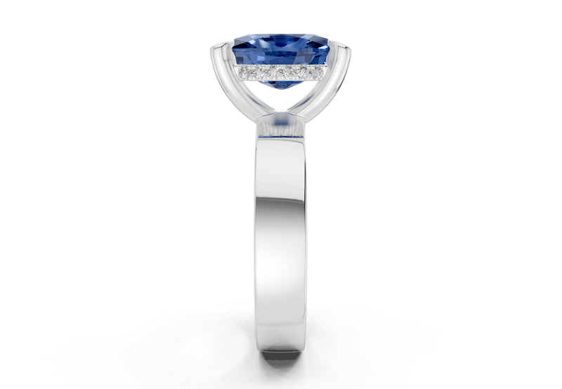 Echo Sapphire Gemstone Solitaire Elongated Cushion Cut 4mm Engagement Ring - Ring Premier