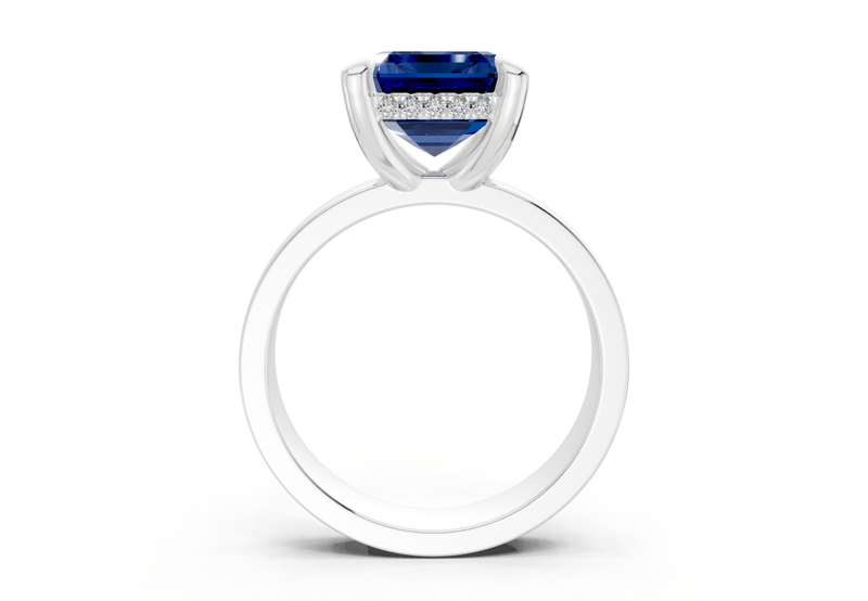 Echo Sapphire Gemstone Solitaire Emerald Cut 4mm Engagement Ring - Ring Premier