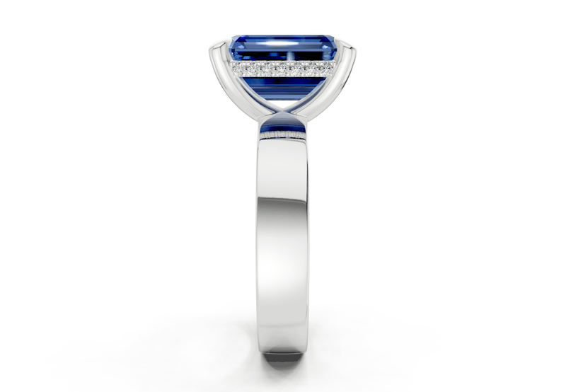 Echo Sapphire Gemstone Solitaire Emerald Cut 4mm Engagement Ring - Ring Premier