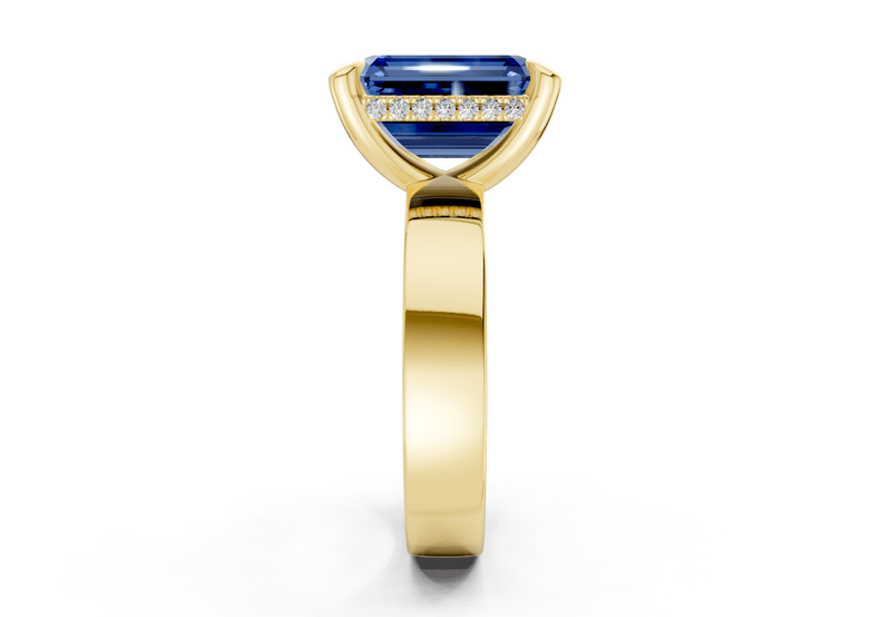 Echo Sapphire Gemstone Solitaire Emerald Cut 4mm Engagement Ring - Ring Premier