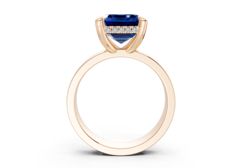 Echo Sapphire Gemstone Solitaire Emerald Cut 4mm Engagement Ring - Ring Premier