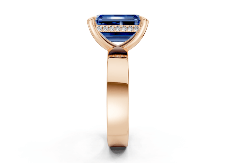 Echo Sapphire Gemstone Solitaire Emerald Cut 4mm Engagement Ring - Ring Premier