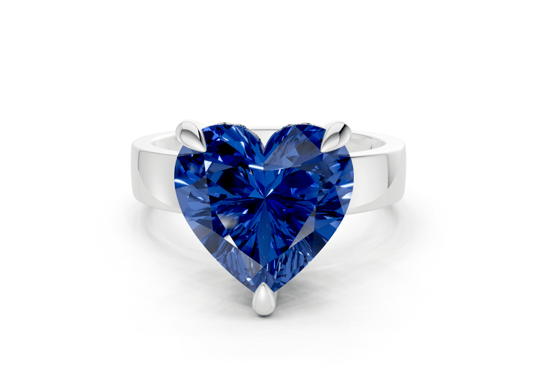 Echo Sapphire Gemstone Solitaire Heart Cut 4mm Engagement Ring - Ring Premier