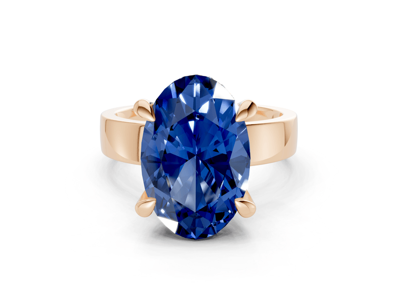 Echo Sapphire Gemstone Solitaire Oval Cut 4mm Engagement Ring - Ring Premier