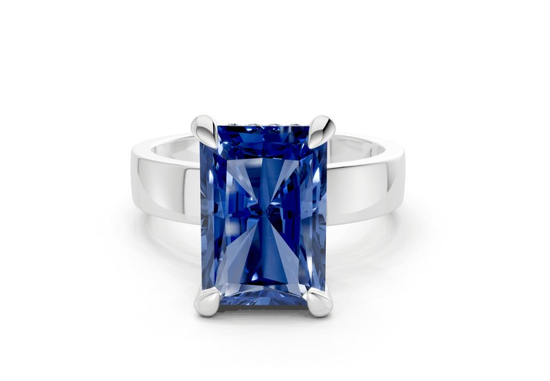 Echo Sapphire Gemstone Solitaire Radiant Cut 4mm Engagement Ring - Ring Premier