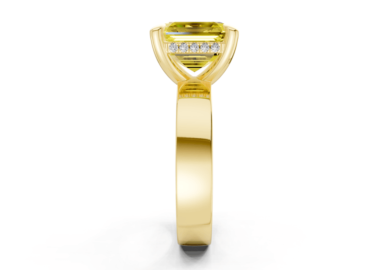 Echo Yellow Diamond Solitaire Asscher Cut 4mm Engagement Ring - Ring Premier