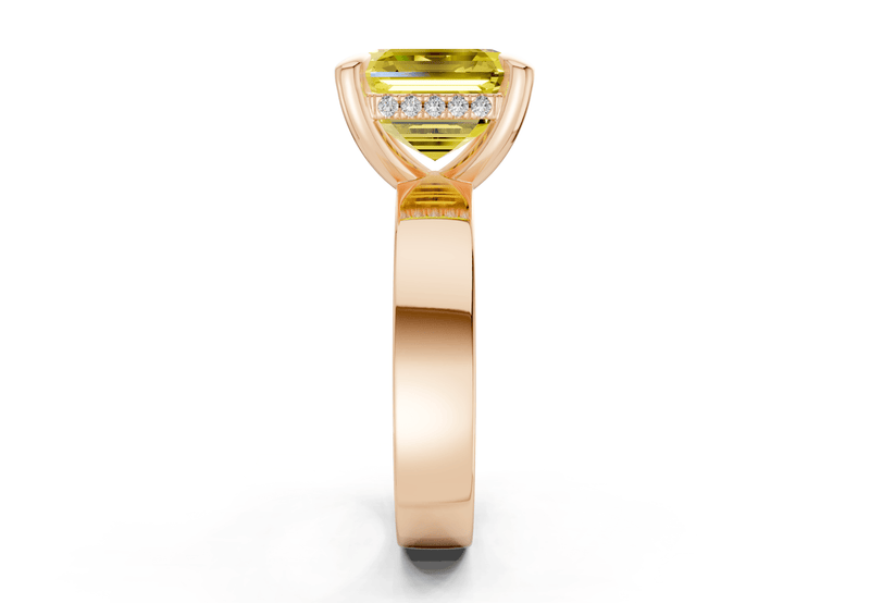 Echo Yellow Diamond Solitaire Asscher Cut 4mm Engagement Ring - Ring Premier