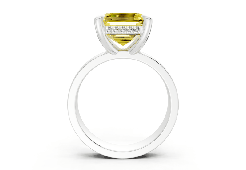 Echo Yellow Diamond Solitaire Asscher Cut 4mm Engagement Ring - Ring Premier