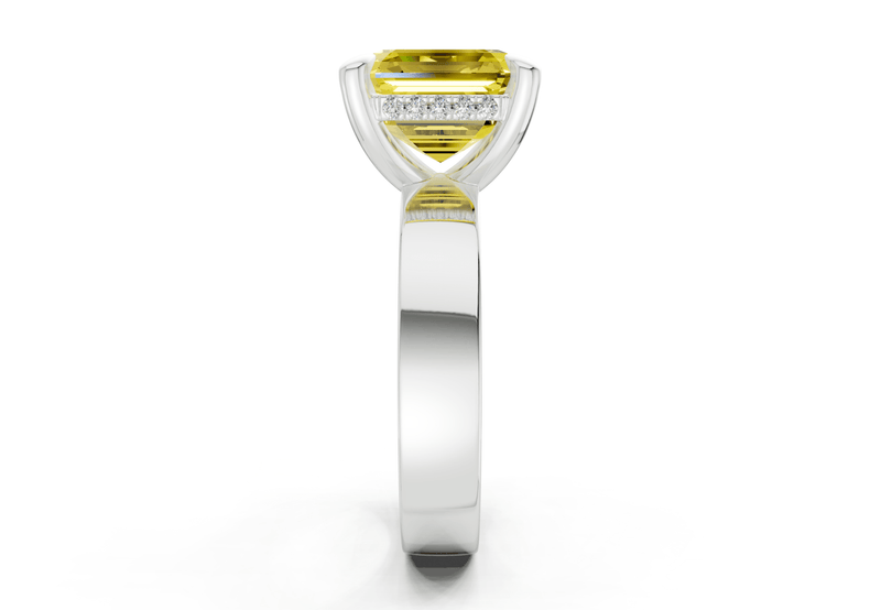 Echo Yellow Diamond Solitaire Asscher Cut 4mm Engagement Ring - Ring Premier