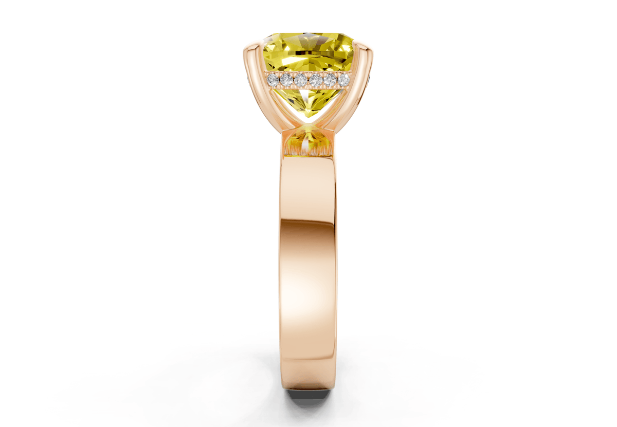 Echo Yellow Diamond Solitaire Cushion Squareuare Cut 4mm Engagement Ring