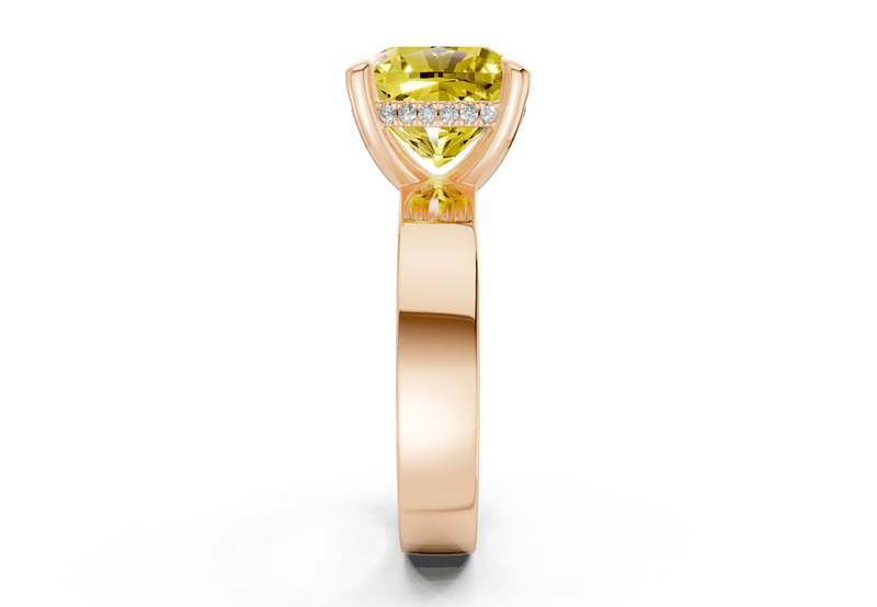 Echo Yellow Diamond Solitaire Cushion Squareuare Cut 4mm Engagement Ring - Ring Premier