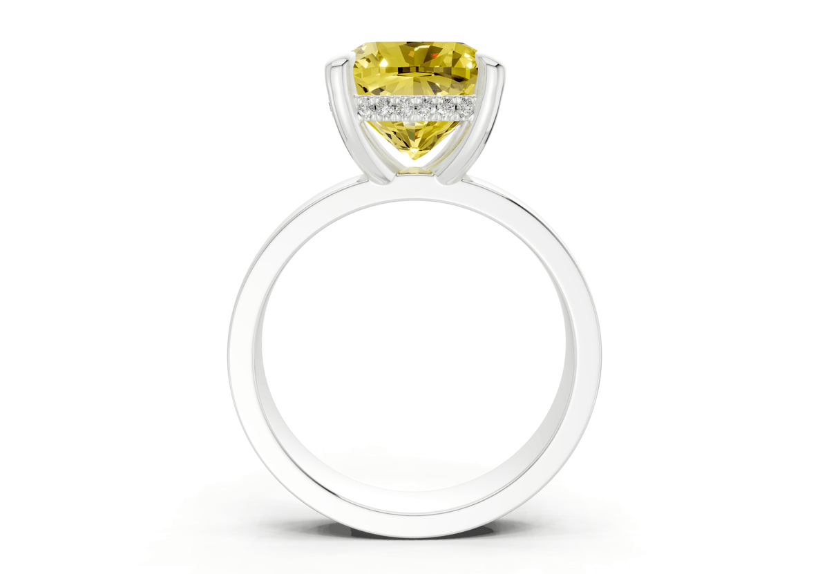 Echo Yellow Diamond Solitaire Cushion Squareuare Cut 4mm Engagement Ring