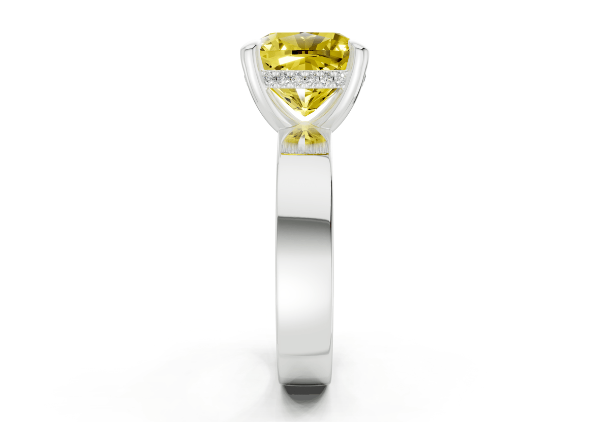 Echo Yellow Diamond Solitaire Cushion Squareuare Cut 4mm Engagement Ring