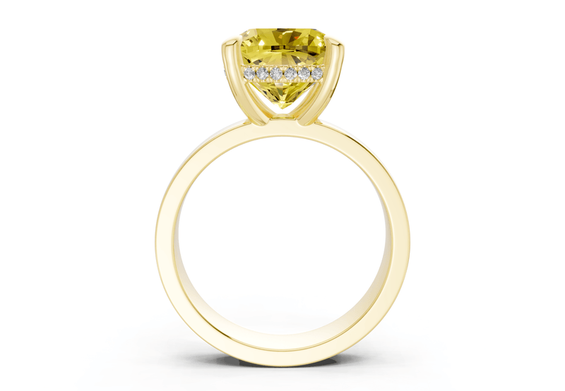 Echo Yellow Diamond Solitaire Cushion Squareuare Cut 4mm Engagement Ring
