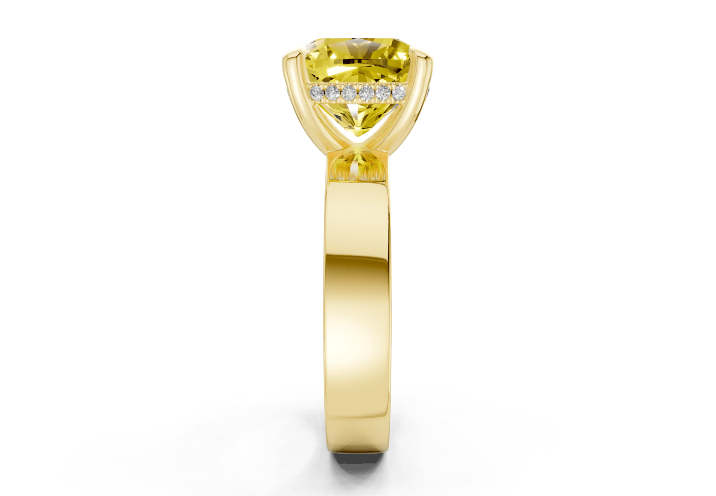 Echo Yellow Diamond Solitaire Cushion Squareuare Cut 4mm Engagement Ring