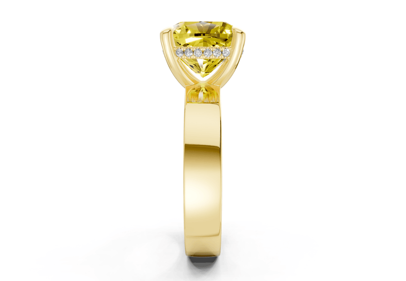 Echo Yellow Diamond Solitaire Cushion Squareuare Cut 4mm Engagement Ring - Ring Premier