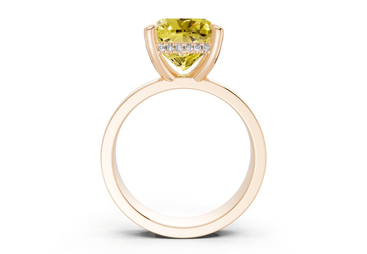 Echo Yellow Diamond Solitaire Cushion Squareuare Cut 4mm Engagement Ring