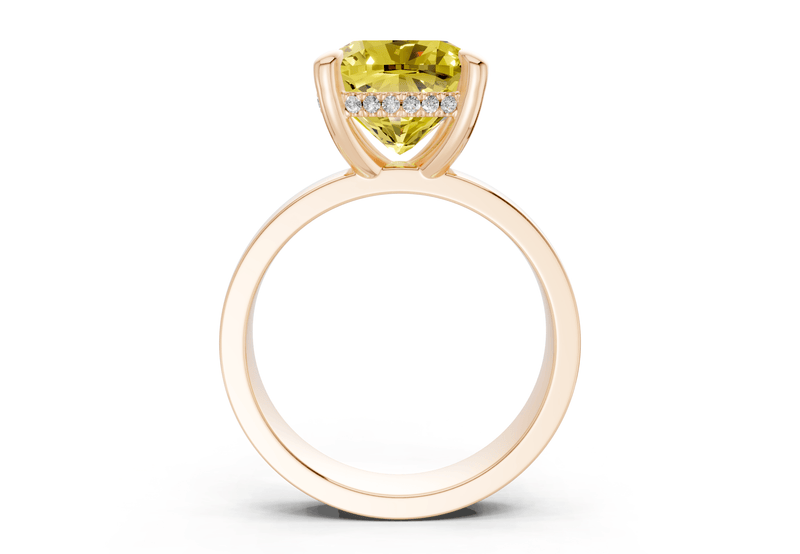 Echo Yellow Diamond Solitaire Cushion Squareuare Cut 4mm Engagement Ring - Ring Premier
