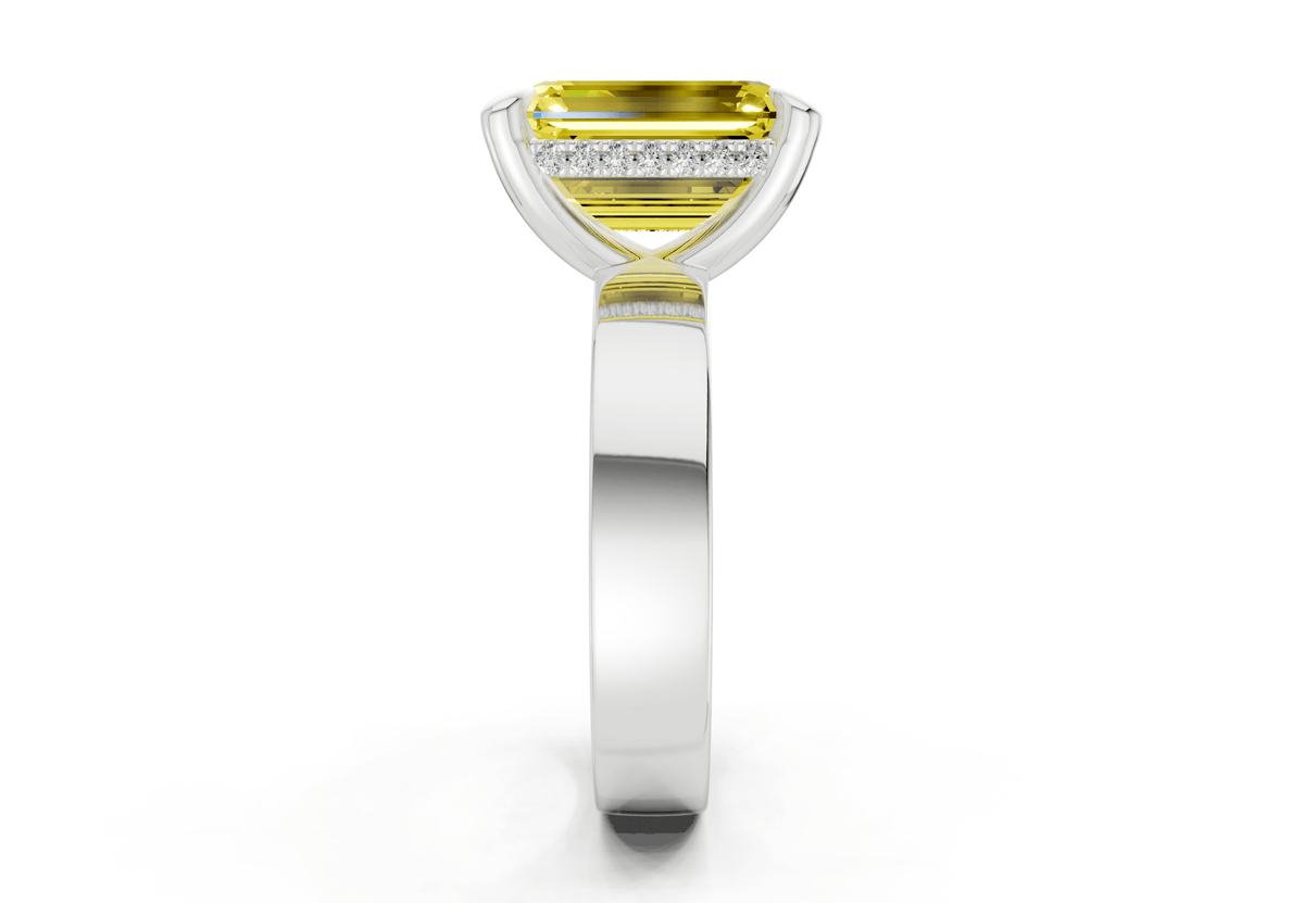 Echo Yellow Diamond Solitaire Emerald Cut 4mm Engagement Ring
