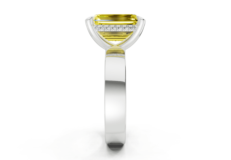Echo Yellow Diamond Solitaire Emerald Cut 4mm Engagement Ring - Ring Premier